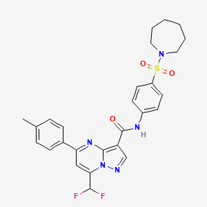 molecular formula C27H27F2N5O3S B5875887 N-[4-(1-azepanylsulfonyl)phenyl]-7-(difluoromethyl)-5-(4-methylphenyl)pyrazolo[1,5-a]pyrimidine-3-carboxamide 