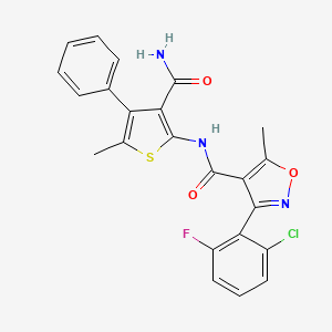 molecular formula C23H17ClFN3O3S B5875977 N-[3-(aminocarbonyl)-5-methyl-4-phenyl-2-thienyl]-3-(2-chloro-6-fluorophenyl)-5-methyl-4-isoxazolecarboxamide 