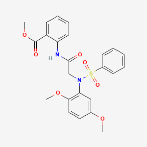 molecular formula C24H24N2O7S B5876088 methyl 2-{[N-(2,5-dimethoxyphenyl)-N-(phenylsulfonyl)glycyl]amino}benzoate 