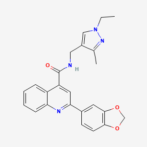 2-(1,3-benzodioxol-5-yl)-N-[(1-ethyl-3-methyl-1H-pyrazol-4-yl)methyl]-4-quinolinecarboxamide