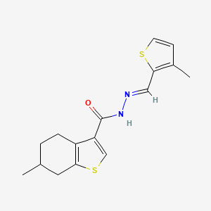 molecular formula C16H18N2OS2 B5876182 6-methyl-N'-[(3-methyl-2-thienyl)methylene]-4,5,6,7-tetrahydro-1-benzothiophene-3-carbohydrazide 