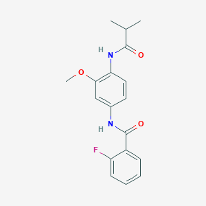 molecular formula C18H19FN2O3 B5876225 2-fluoro-N-[4-(isobutyrylamino)-3-methoxyphenyl]benzamide 