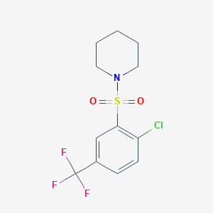 molecular formula C12H13ClF3NO2S B5876345 1-{[2-chloro-5-(trifluoromethyl)phenyl]sulfonyl}piperidine 