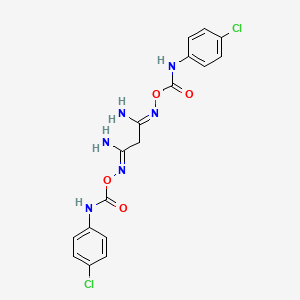 molecular formula C17H16Cl2N6O4 B5876352 N'~1~,N'~3~-bis({[(4-chlorophenyl)amino]carbonyl}oxy)propanediimidamide 
