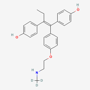 molecular formula C25H27NO3 B587642 (E/Z)-4,4'-Dihydroxy-N-desmethyl Tamoxifen-d3 CAS No. 1246832-93-8