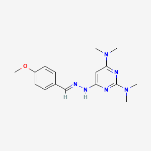 molecular formula C16H22N6O B5876499 4-methoxybenzaldehyde [2,6-bis(dimethylamino)-4-pyrimidinyl]hydrazone 