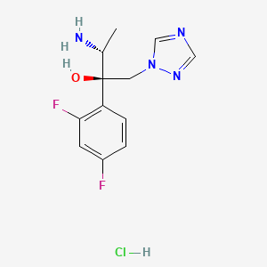 molecular formula C12H15ClF2N4O B587659 (alphaR)-alpha-[(1R)-1-Aminoethyl]-alpha-(2,4-difluorophenyl)-1H-1,2,4-triazole-1-ethanol Hydrochloride CAS No. 1391468-05-5