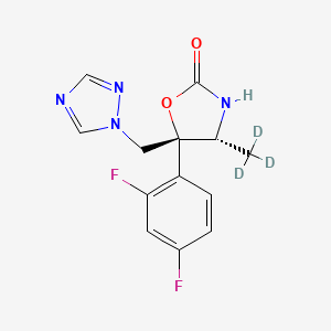 molecular formula C13H12F2N4O2 B587663 (4R,5R)-5-(2,4-Difluorophenyl)-4-methyl-5-(1H-1,2,4-triazol-1-ylmethyl)-2-oxazolidinone-d3 CAS No. 1330176-89-0