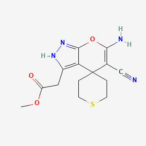 molecular formula C14H16N4O3S B5876642 methyl (6-amino-5-cyano-2',3',5',6'-tetrahydro-2H-spiro[pyrano[2,3-c]pyrazole-4,4'-thiopyran]-3-yl)acetate 