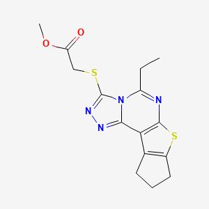 molecular formula C15H16N4O2S2 B5876768 methyl [(5-ethyl-9,10-dihydro-8H-cyclopenta[4,5]thieno[3,2-e][1,2,4]triazolo[4,3-c]pyrimidin-3-yl)thio]acetate 