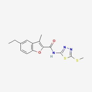 molecular formula C15H15N3O2S2 B5876860 5-ethyl-3-methyl-N-[5-(methylthio)-1,3,4-thiadiazol-2-yl]-1-benzofuran-2-carboxamide 
