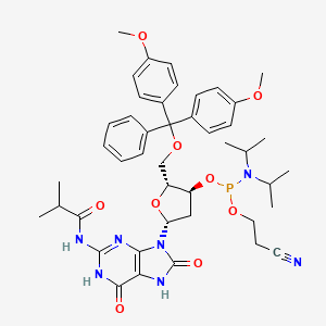 molecular formula C44H54N7O9P B587689 N-[9-[(2R,4S,5R)-5-[[双(4-甲氧基苯基)-苯基甲氧基]甲基]-4-[2-氰基乙氧基-[二(丙-2-基)氨基]膦酰]氧氧杂环-2-基]-6,8-二氧代-1,7-二氢嘌呤-2-基]-2-甲基丙酰胺 CAS No. 143060-53-1