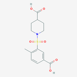 molecular formula C14H17NO6S B5877037 1-[(5-carboxy-2-methylphenyl)sulfonyl]-4-piperidinecarboxylic acid 