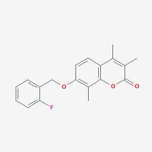 molecular formula C19H17FO3 B5877058 7-[(2-fluorobenzyl)oxy]-3,4,8-trimethyl-2H-chromen-2-one 