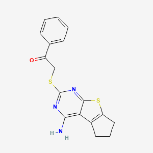 molecular formula C17H15N3OS2 B5877114 2-[(4-amino-6,7-dihydro-5H-cyclopenta[4,5]thieno[2,3-d]pyrimidin-2-yl)thio]-1-phenylethanone 