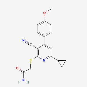 molecular formula C18H17N3O2S B5877433 2-{[3-cyano-6-cyclopropyl-4-(4-methoxyphenyl)-2-pyridinyl]thio}acetamide 