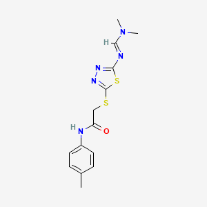 molecular formula C14H17N5OS2 B5877456 2-[(5-{[(dimethylamino)methylene]amino}-1,3,4-thiadiazol-2-yl)thio]-N-(4-methylphenyl)acetamide 
