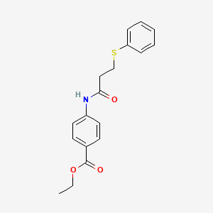 molecular formula C18H19NO3S B5877578 ethyl 4-{[3-(phenylthio)propanoyl]amino}benzoate 