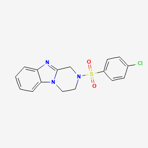 molecular formula C16H14ClN3O2S B5877589 2-[(4-chlorophenyl)sulfonyl]-1,2,3,4-tetrahydropyrazino[1,2-a]benzimidazole 