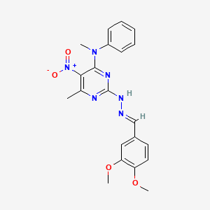 molecular formula C21H22N6O4 B5877605 3,4-dimethoxybenzaldehyde {4-methyl-6-[methyl(phenyl)amino]-5-nitro-2-pyrimidinyl}hydrazone 