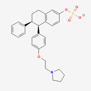 molecular formula C28H31NO5S B587772 (5R,6S)-6-Phenyl-5-{4-[2-(pyrrolidin-1-yl)ethoxy]phenyl}-5,6,7,8-tetrahydronaphthalen-2-yl hydrogen sulfate CAS No. 1048953-96-3