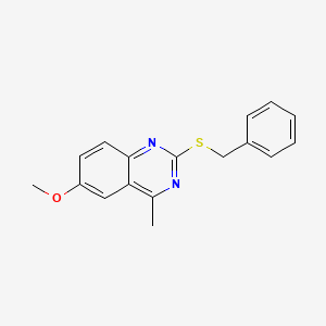 molecular formula C17H16N2OS B5877901 2-(benzylthio)-6-methoxy-4-methylquinazoline 
