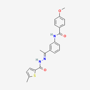 molecular formula C22H21N3O3S B5877977 4-methoxy-N-(3-{N-[(5-methyl-2-thienyl)carbonyl]ethanehydrazonoyl}phenyl)benzamide 
