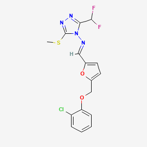 molecular formula C16H13ClF2N4O2S B5877986 N-({5-[(2-chlorophenoxy)methyl]-2-furyl}methylene)-3-(difluoromethyl)-5-(methylthio)-4H-1,2,4-triazol-4-amine 