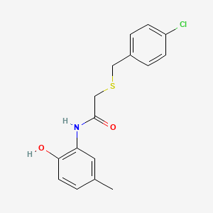 molecular formula C16H16ClNO2S B5877998 2-[(4-chlorobenzyl)thio]-N-(2-hydroxy-5-methylphenyl)acetamide 