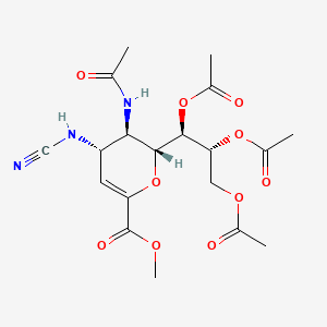 molecular formula C19H25N3O10 B587808 N-Cyano Zanamivir Amine Triacetate Methyl Ester CAS No. 1228216-82-7