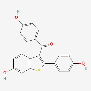 molecular formula C21H14O3S B587832 2-(4-Hydroxyphenyl)-3-(4-Hydroxybenzoyl)-6-Hydroxybenzo[b]thiophene CAS No. 177744-96-6