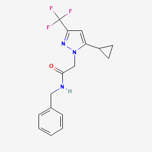 molecular formula C16H16F3N3O B5878332 N-benzyl-2-[5-cyclopropyl-3-(trifluoromethyl)-1H-pyrazol-1-yl]acetamide 
