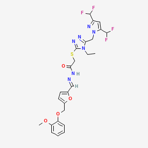 molecular formula C25H25F4N7O4S B5878336 2-[(5-{[3,5-bis(difluoromethyl)-1H-pyrazol-1-yl]methyl}-4-ethyl-4H-1,2,4-triazol-3-yl)thio]-N'-({5-[(2-methoxyphenoxy)methyl]-2-furyl}methylene)acetohydrazide 