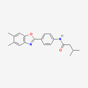 molecular formula C20H22N2O2 B5878591 N-[4-(5,6-dimethyl-1,3-benzoxazol-2-yl)phenyl]-3-methylbutanamide 
