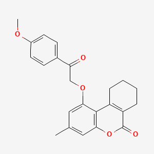 molecular formula C23H22O5 B5878642 1-[2-(4-甲氧基苯基)-2-氧代乙氧基]-3-甲基-7,8,9,10-四氢-6H-苯并[c]色烯-6-酮 