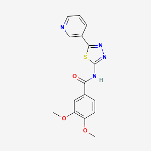 molecular formula C16H14N4O3S B5878660 3,4-dimethoxy-N-[5-(3-pyridinyl)-1,3,4-thiadiazol-2-yl]benzamide 