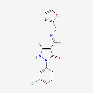 molecular formula C16H14ClN3O2 B5878712 2-(3-chlorophenyl)-4-{[(2-furylmethyl)amino]methylene}-5-methyl-2,4-dihydro-3H-pyrazol-3-one 