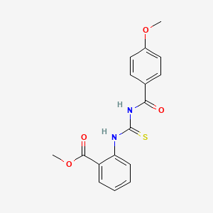 molecular formula C17H16N2O4S B5878758 methyl 2-({[(4-methoxybenzoyl)amino]carbonothioyl}amino)benzoate 