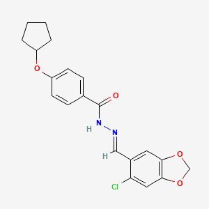 molecular formula C20H19ClN2O4 B5878761 N'-[(6-chloro-1,3-benzodioxol-5-yl)methylene]-4-(cyclopentyloxy)benzohydrazide 