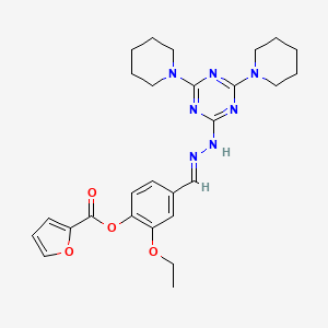 molecular formula C27H33N7O4 B5878767 4-[2-(4,6-di-1-piperidinyl-1,3,5-triazin-2-yl)carbonohydrazonoyl]-2-ethoxyphenyl 2-furoate 