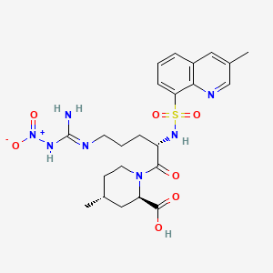 molecular formula C23H31N7O7S B587886 (2R,4R)-1-[(2S)-5-[[亚氨基(硝基氨基)甲基]氨基]-2-[[(3-甲基-8-喹啉基)磺酰基]氨基]-1-氧戊基]-4-甲基-2-哌啶甲酸 CAS No. 74874-10-5