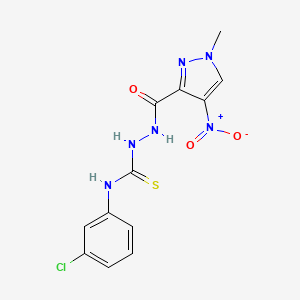 molecular formula C12H11ClN6O3S B5879026 N-(3-chlorophenyl)-2-[(1-methyl-4-nitro-1H-pyrazol-3-yl)carbonyl]hydrazinecarbothioamide 