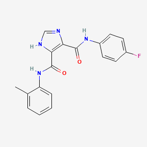 molecular formula C18H15FN4O2 B5879273 N~5~-(4-fluorophenyl)-N~4~-(2-methylphenyl)-1H-imidazole-4,5-dicarboxamide 