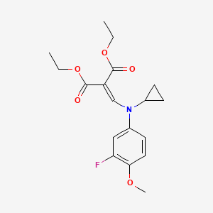 molecular formula C18H22FNO5 B587929 2-[[N-Cyclopropyl-(3-fluoro-4-methoxyphenyl)amino]methylene]-propanedioic Acid 1,3-Diethyl Ester CAS No. 1391054-38-8
