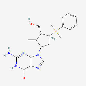 molecular formula C20H25N5O2Si B587936 2-Amino-9-[(1S,3R,4S)-4-(dimethylphenylsilyl)-3-(hydroxymethyl)-2-methylenecyclopentyl]-1,9-dihydro-6H-purin-6-one CAS No. 701278-07-1