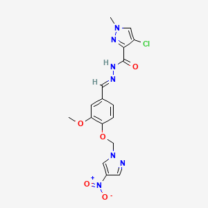 molecular formula C17H16ClN7O5 B5879726 4-chloro-N'-{3-methoxy-4-[(4-nitro-1H-pyrazol-1-yl)methoxy]benzylidene}-1-methyl-1H-pyrazole-3-carbohydrazide 