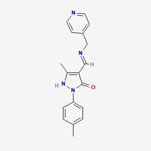 5-methyl-2-(4-methylphenyl)-4-{[(4-pyridinylmethyl)amino]methylene}-2,4-dihydro-3H-pyrazol-3-one