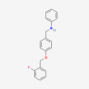 molecular formula C20H18FNO B5879944 N-{4-[(2-fluorobenzyl)oxy]benzyl}aniline 