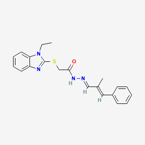 molecular formula C21H22N4OS B5880000 2-[(1-ethyl-1H-benzimidazol-2-yl)thio]-N'-(2-methyl-3-phenyl-2-propen-1-ylidene)acetohydrazide 