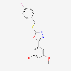 molecular formula C17H15FN2O3S B5880024 2-(3,5-dimethoxyphenyl)-5-[(4-fluorobenzyl)thio]-1,3,4-oxadiazole 
